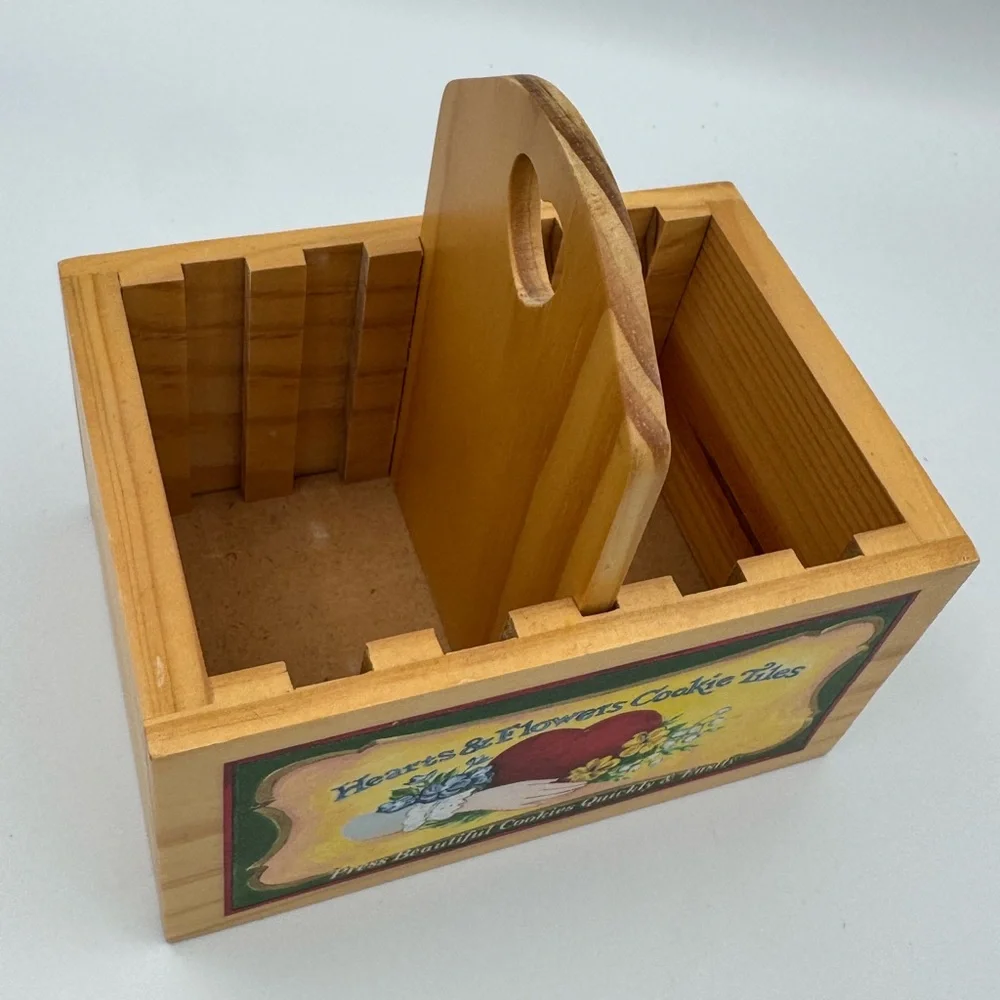 Vintage Brown Bag Hearts &‎ Flowers Cookie Tiles Complete Set w Caddy 1999